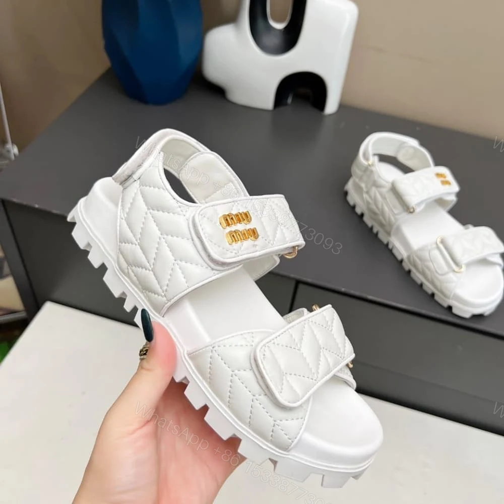 View 4 of MIUMIU SPORTY MATELASSE NAPPA LEATHER SANDALS WHITE 5X135E 88T F0009 F 010