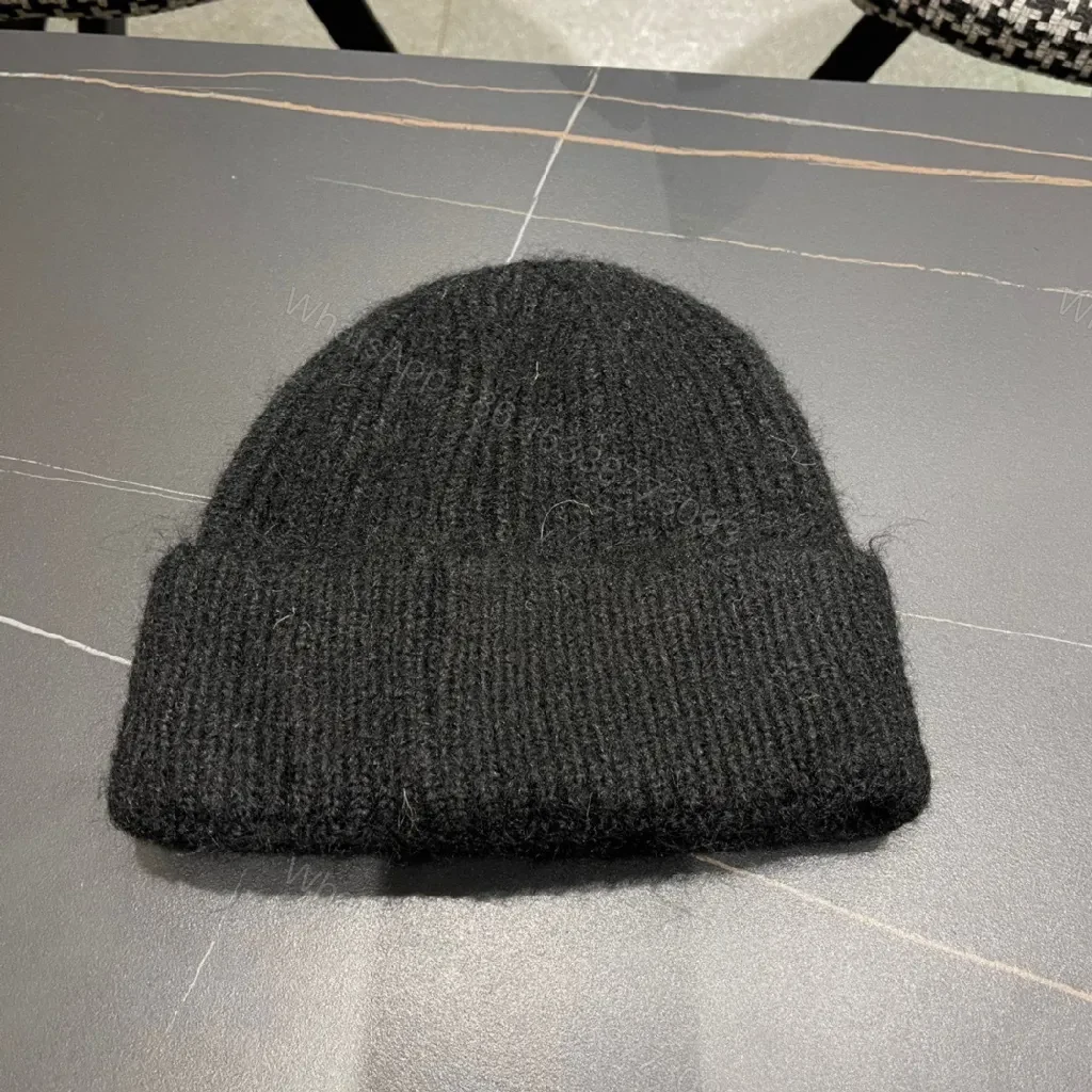 View 5 of Black Knit Beanie, Dior Patch, Subtle Luxury Winter Accessory