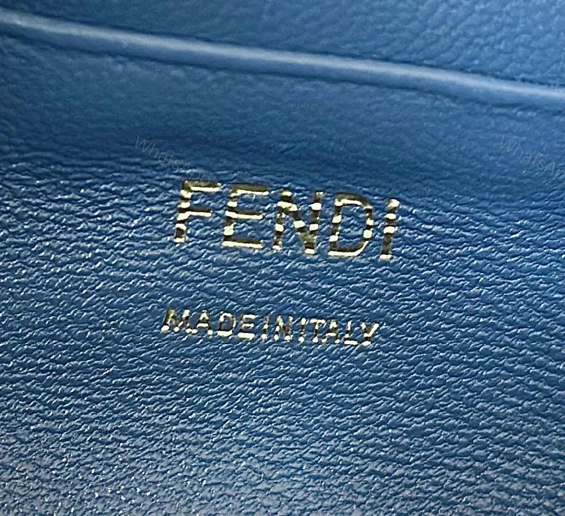 View 8 of Blue Leather Crossbody with Monogram Texture, Luxury Style