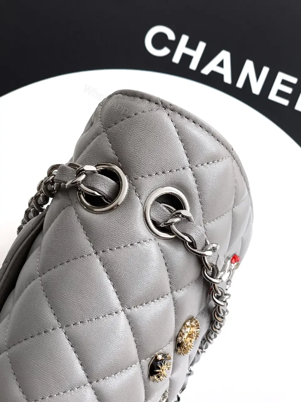 View 5 of Quilted Leather Bag, Charm Accents, Everyday Luxury Bag