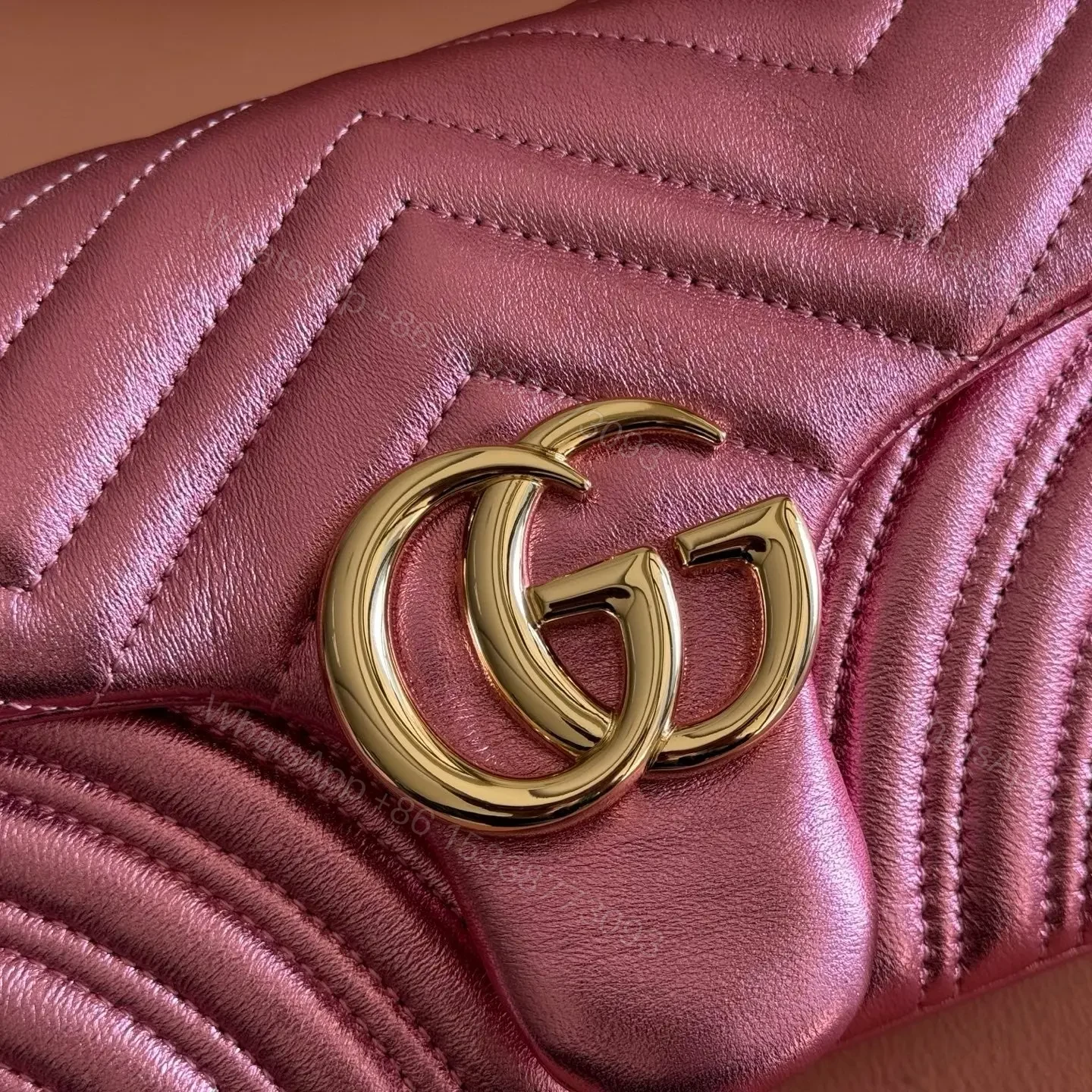 View 8 of GUCCI GG MARMONT BAG 22 IN METALLIC PINK LAMBSKIN