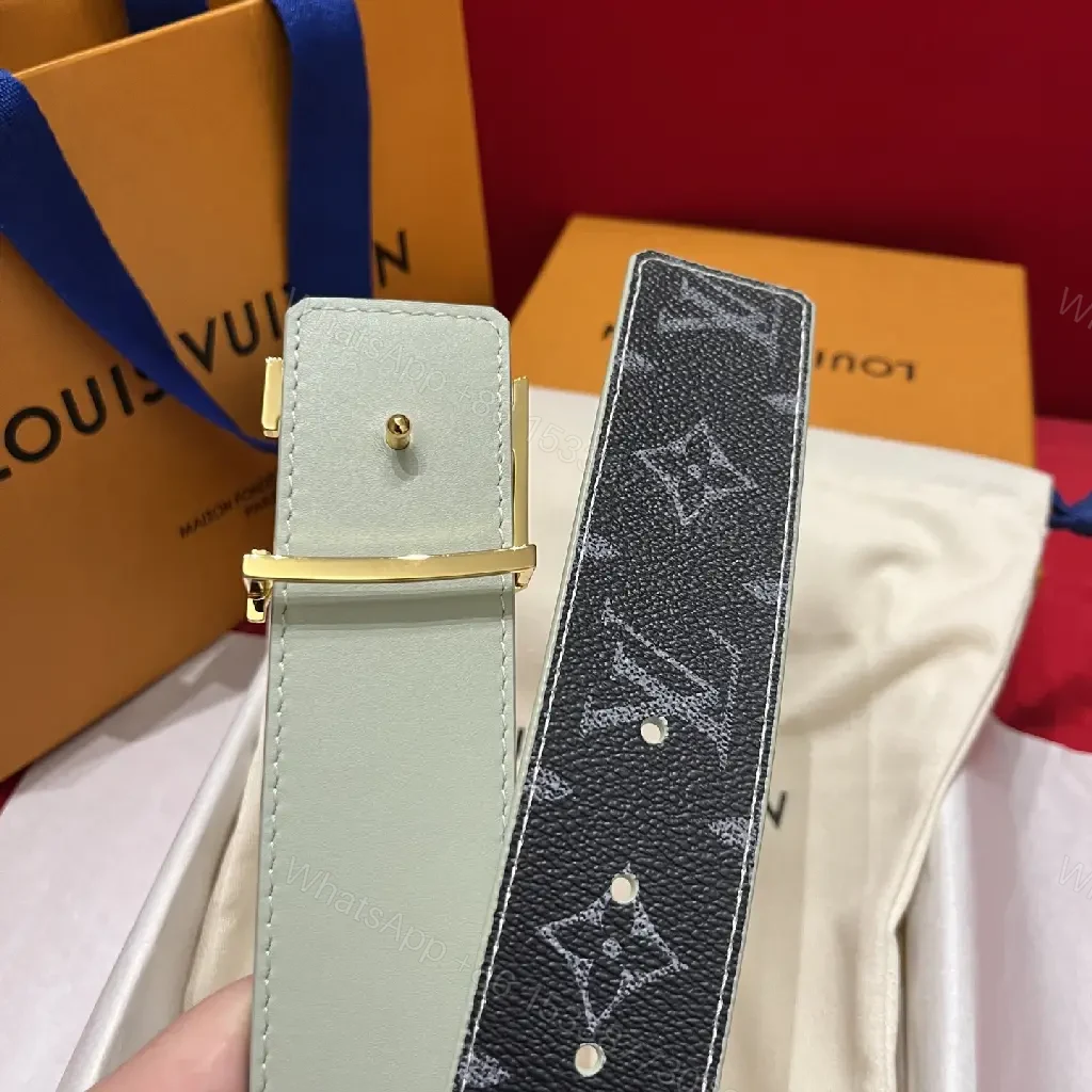 View 9 of Black Leather Luxury Belt with LV Logo Buckle