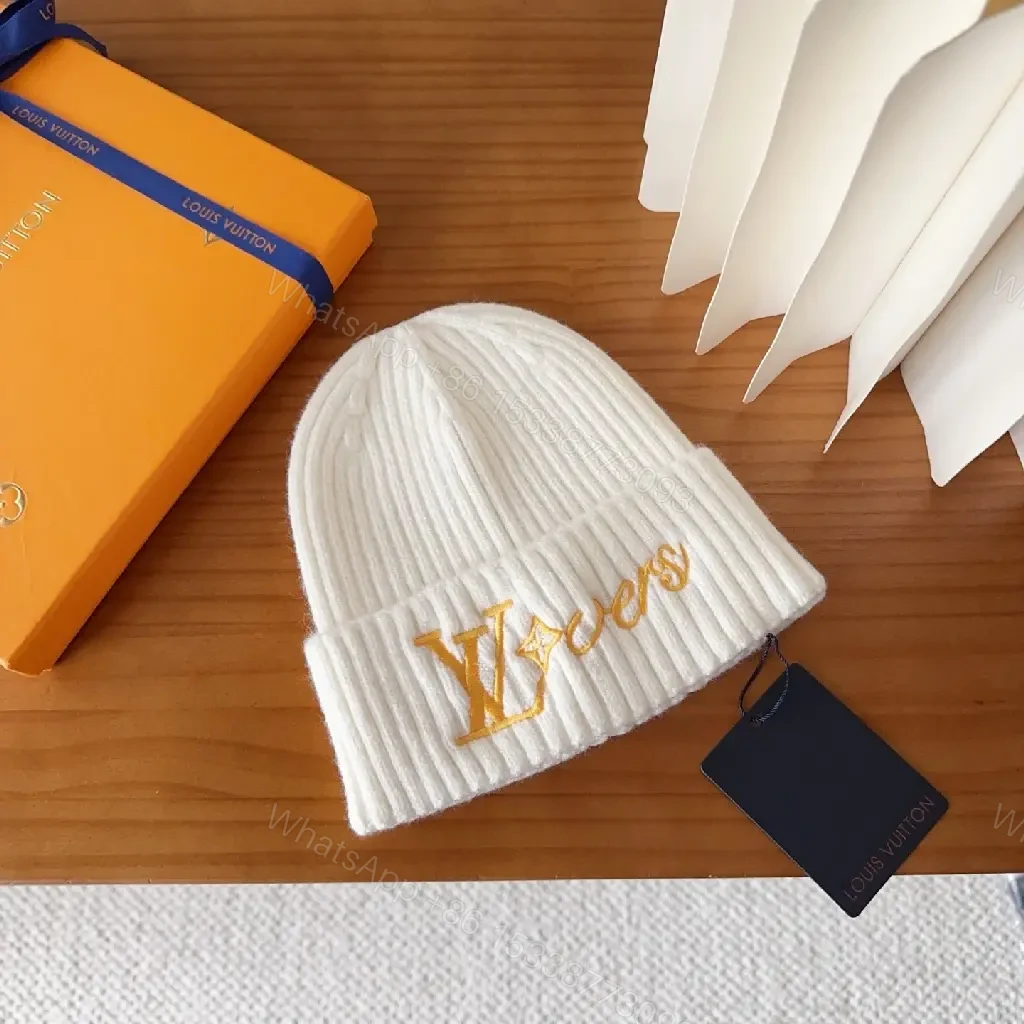 Cozy Knit Beanie with Subtle Gold Monogram Embroidery — view 1