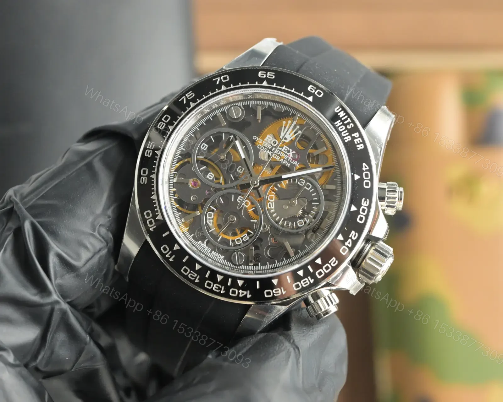 View 3 of Rolex Daytona Skeleton Black Dial Black Strap Edition 40mm RG-DAYTONA-SKELETON-BLACK