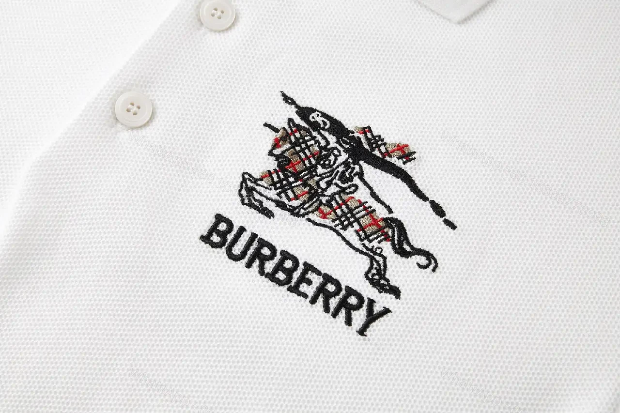 View 6 of White Cotton Polo with Burberry Crest Logo Polo Shirt