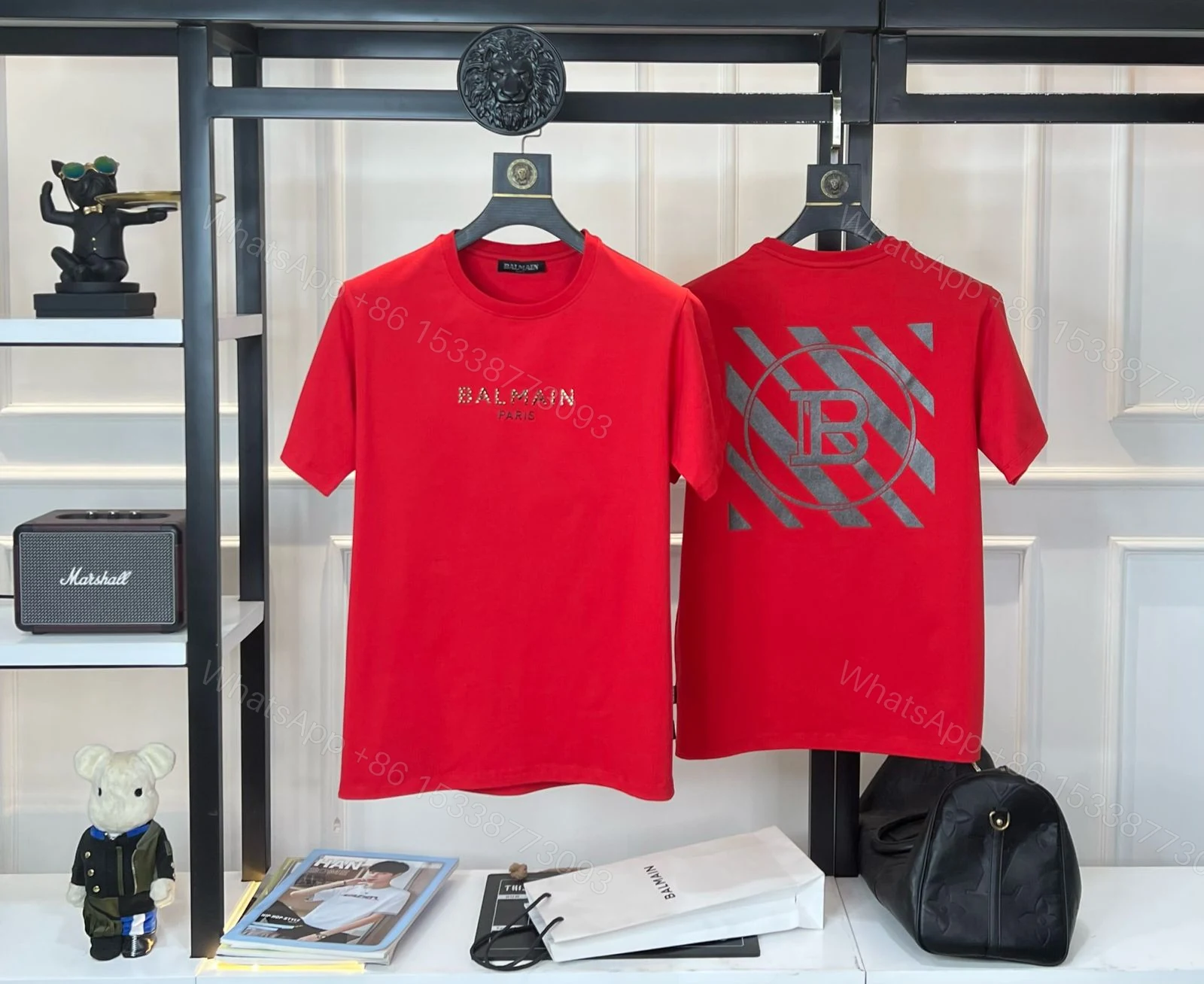 View 2 of FIRST COPY BALMAIN Heavy Gsm Cotton Lycra Round Neck Premium Fit T-Shirt