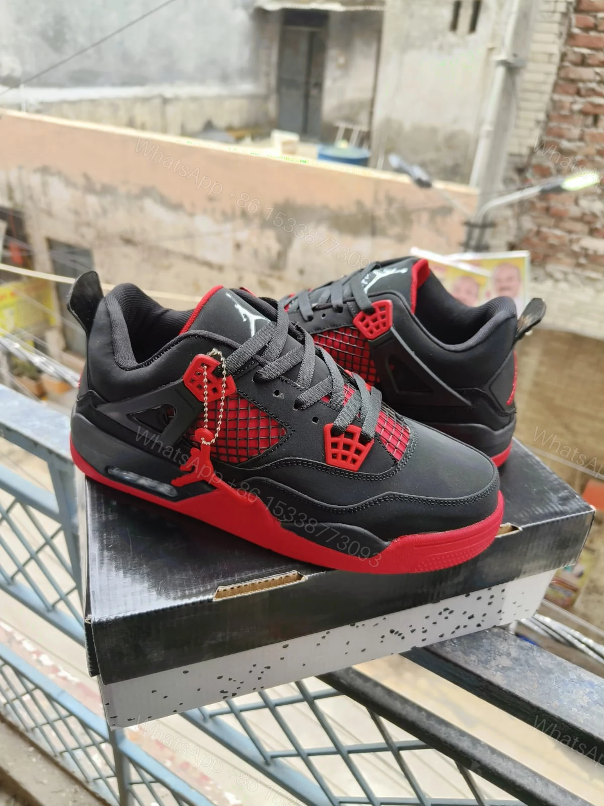 View 3 of BUY FIRST COPY NIKE JORDAN 4 “RED/BLACK” SNEAKERS