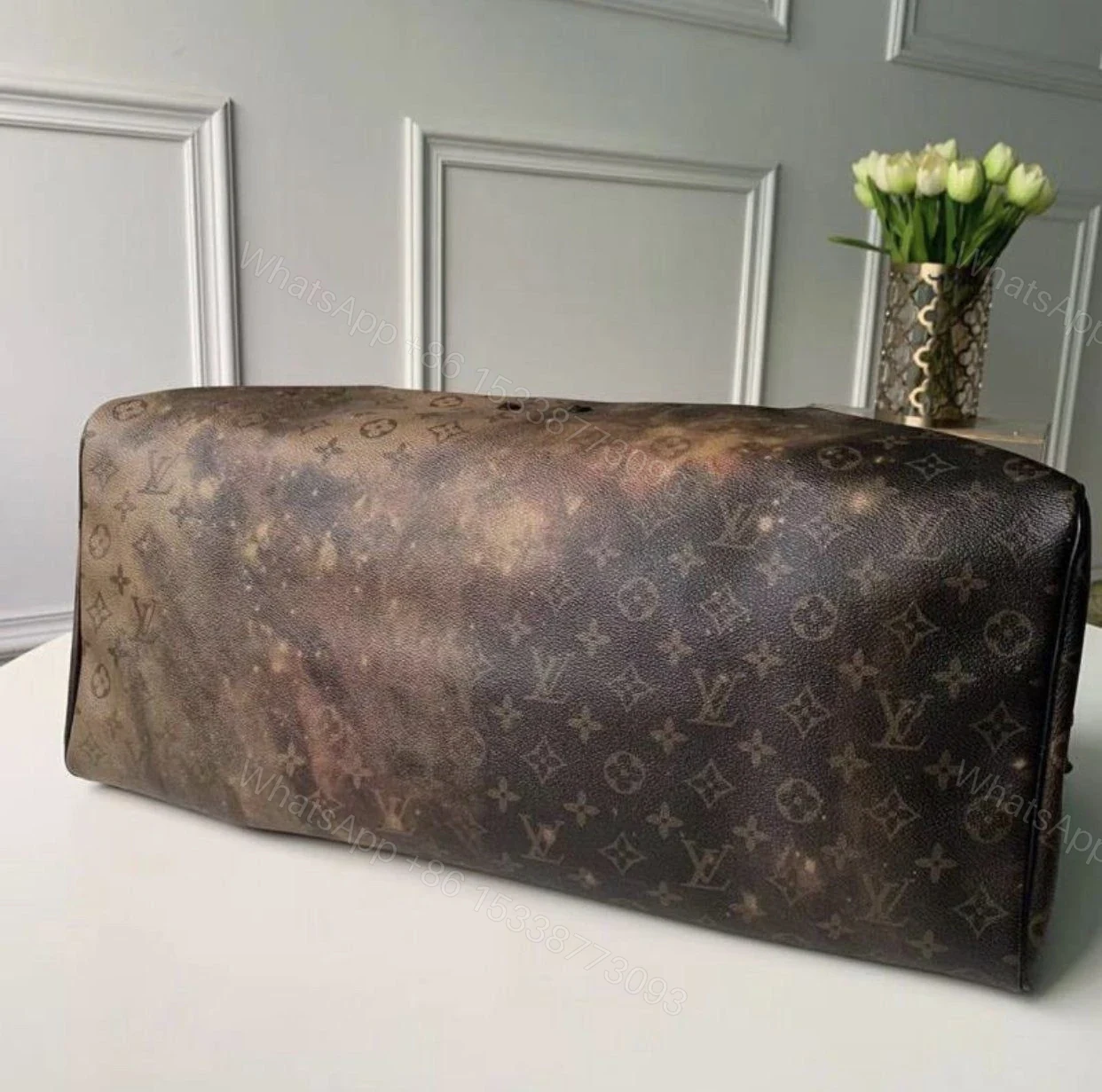 View 6 of Replica 1:1 Clone Louis Vuitton Keepall Bandouliere Monogram Galaxy 50 Black Multicolor