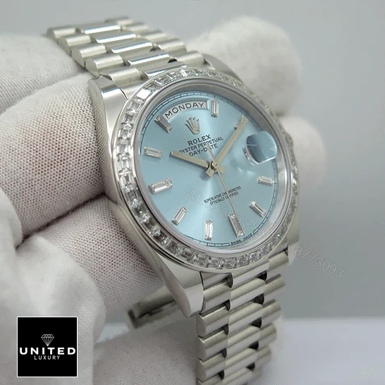 View 10 of Rolex Day-Date Platinum 228396TBR Ice Blue Baguette Index Replica
