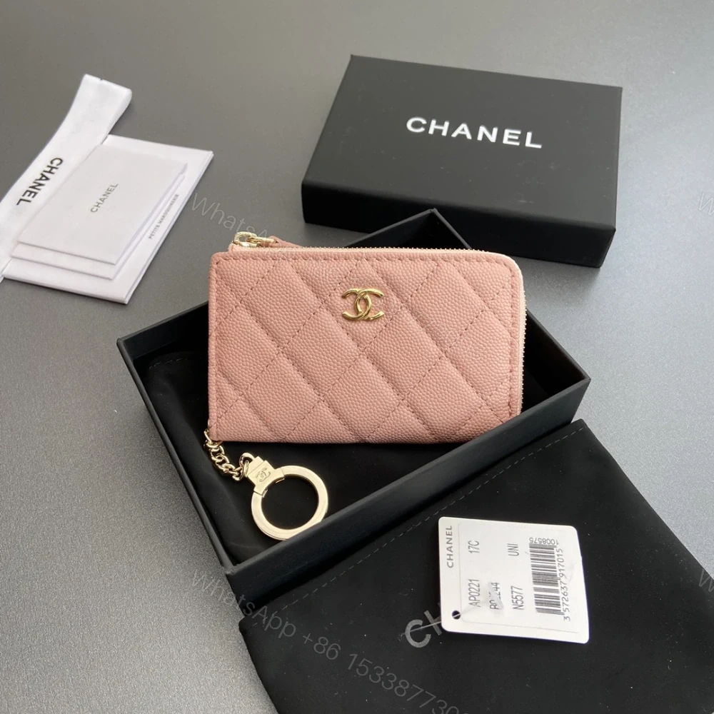 高仿Chanel*AP0223零錢包粉色魚子醬金扣免檢版 — view 1