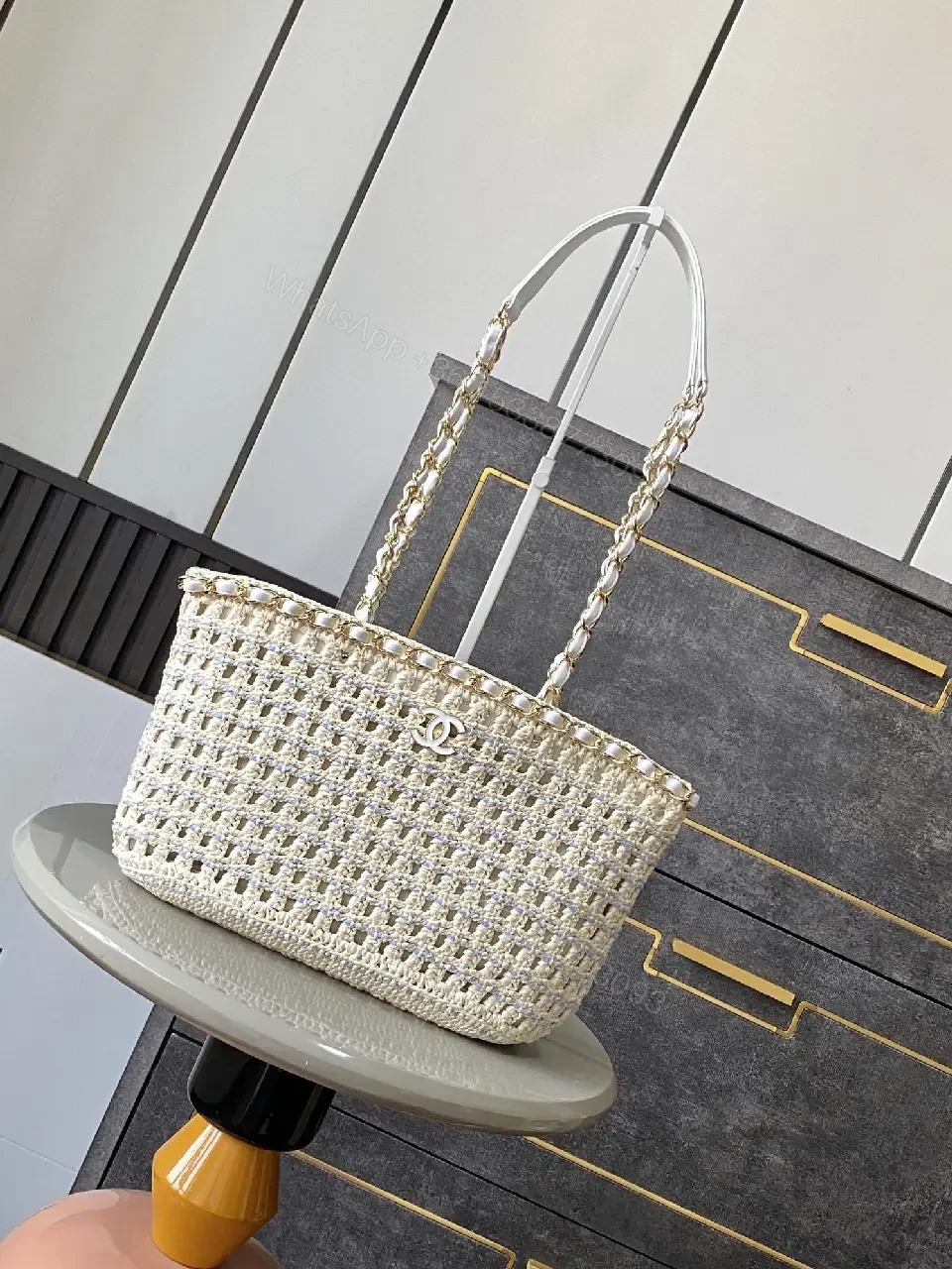 Cream Crochet Tote, Lightweight, Designer-Inspired Luxury — view 1