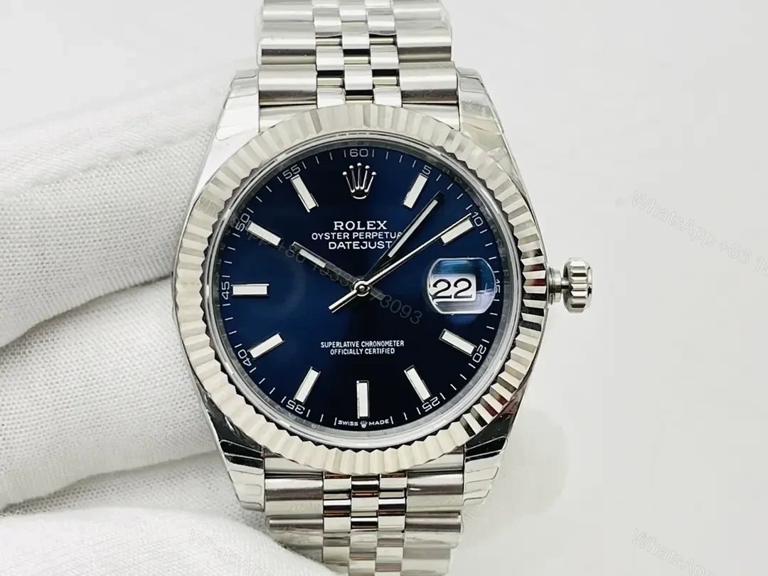 Rolex Datejust 41 Stainless Steel Fluted Jubilee Blue Dial 126334-0002 — view 1