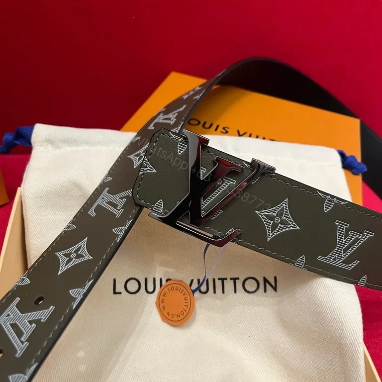 View 2 of Bold Monogram Belt: LV-Inspired Luxure Texture Belt