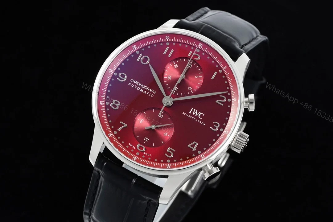 View 2 of IWC Portugieser Chronograph Stainless Steel / Burgundy Dial IW3716-16