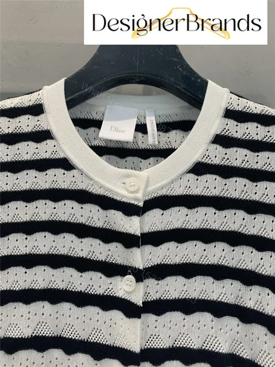 View 4 of Dior Mariniere Twinset Striped Knit Cardigan
