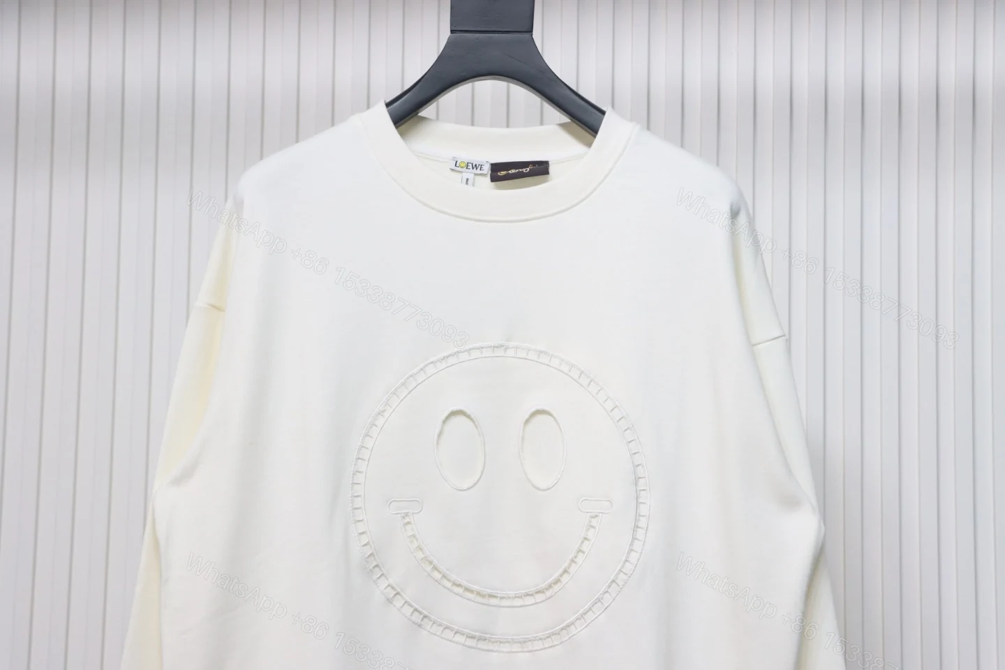 View 3 of Loewe Hollowed-out Smiling Round-neck Hoodie White