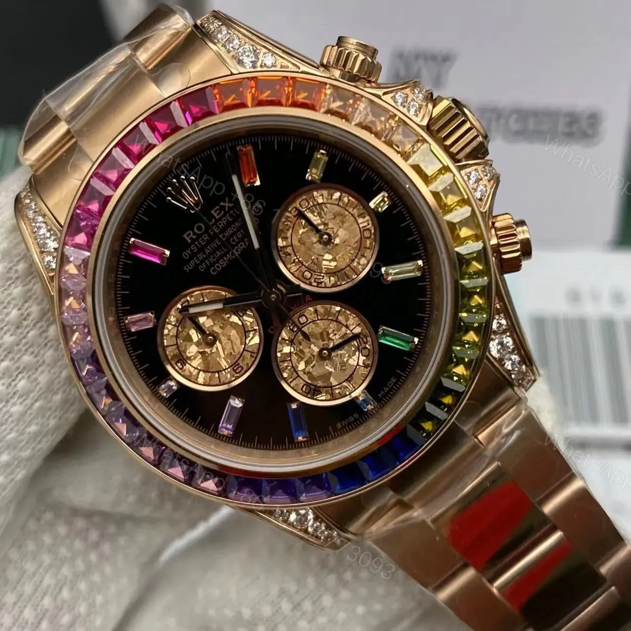 View 9 of Super Clone Rainbow Rolex Daytona – Everose