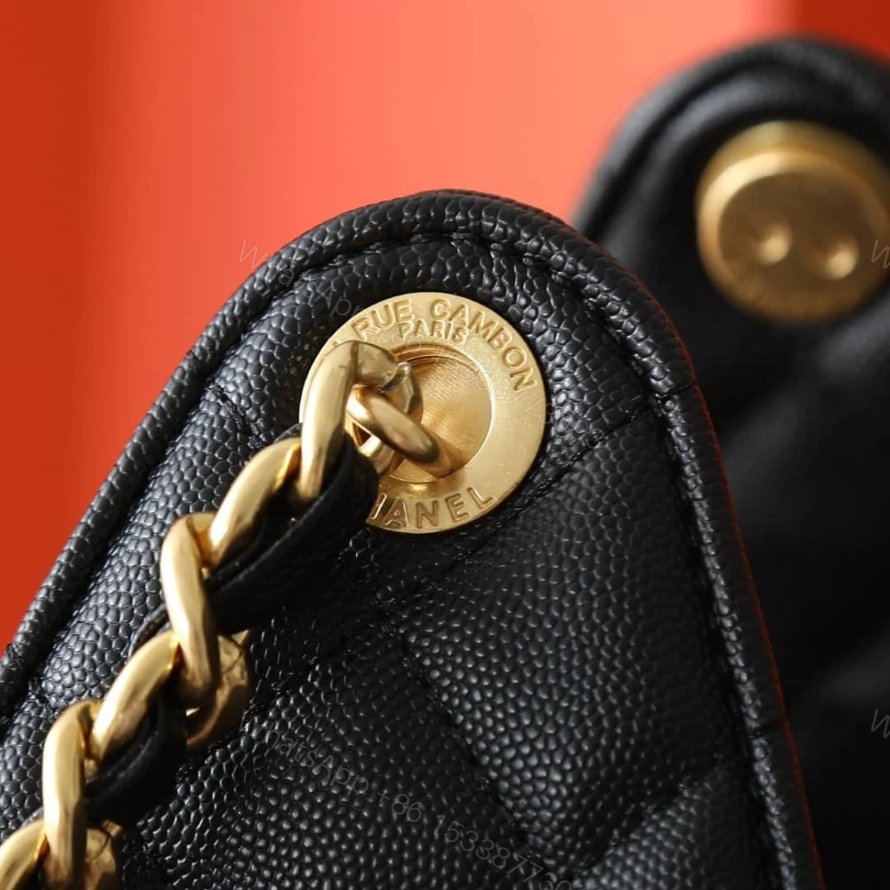 View 6 of Chanel 25 Small Handbag Grained And Gold Tone Metal Black 26Cm AS5293 B20304 94305