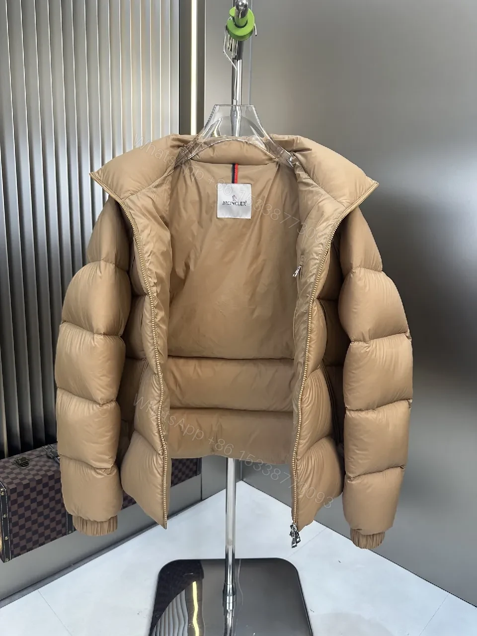 View 3 of Beige Puffer Jacket – Lux Warmth & Moncler Patch