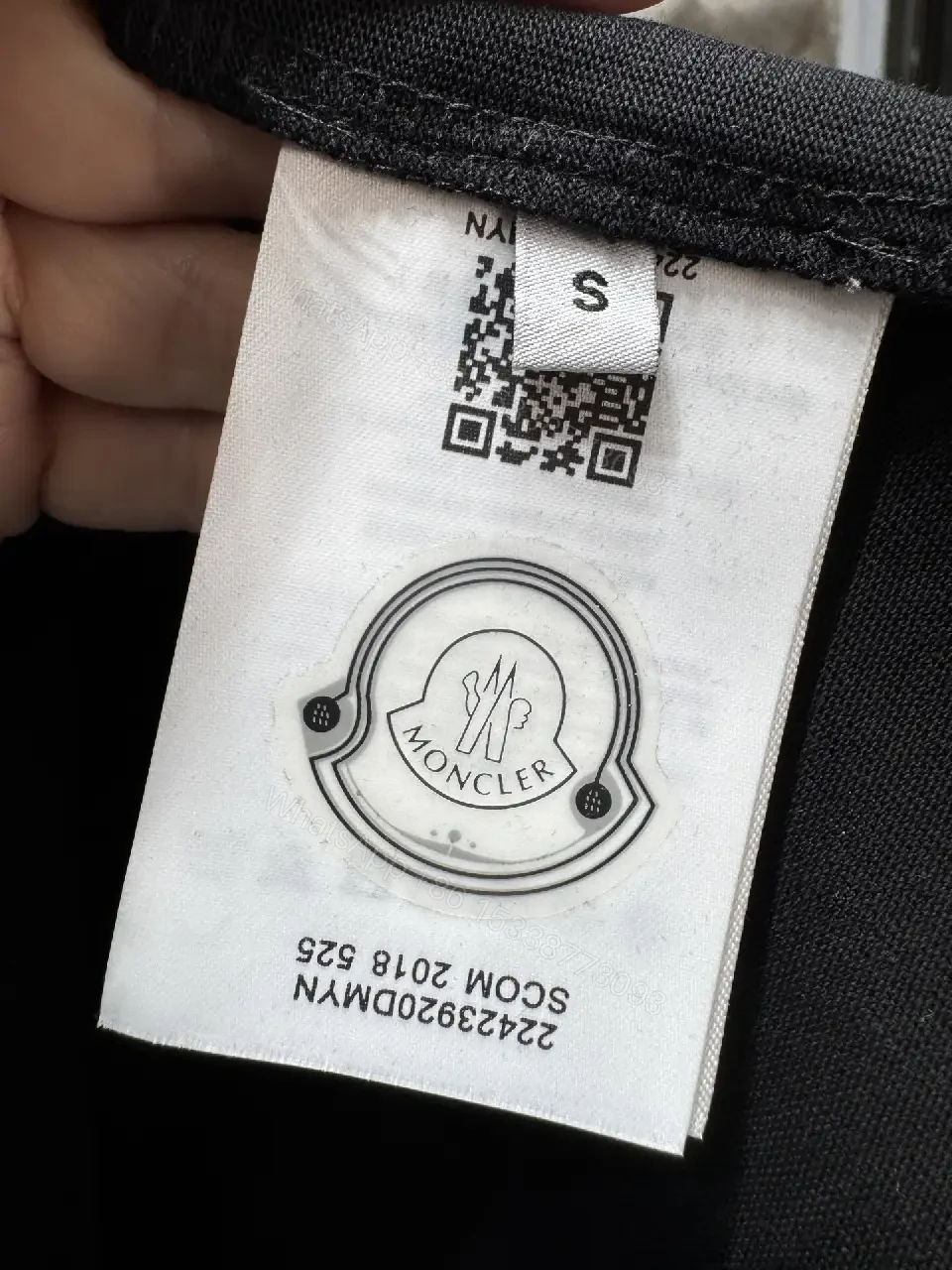 View 10 of Black Cotton Tee, Minimalist Moncler-inspired Logo, Everyday Luxe, Crew Neck T-Shirt