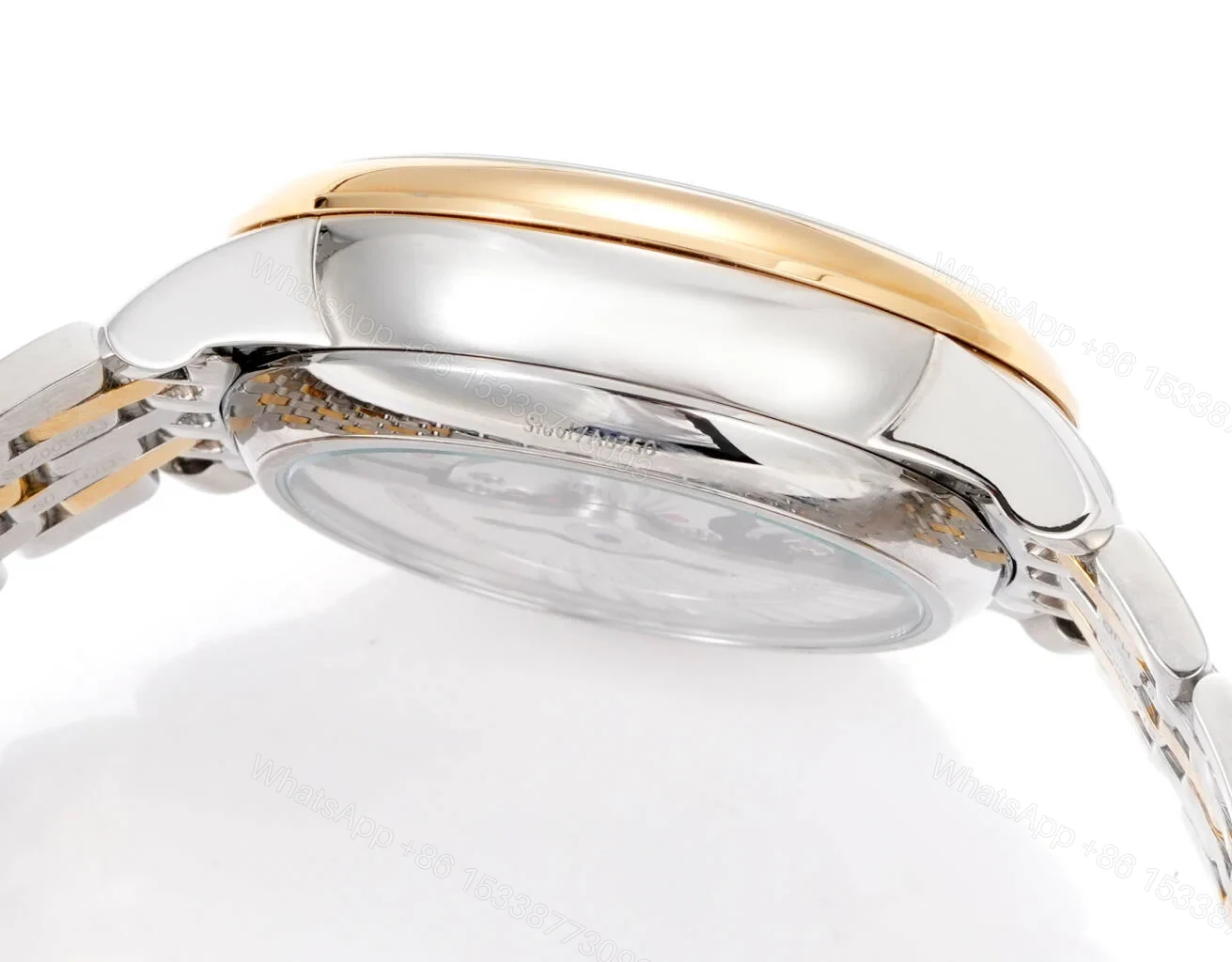 View 6 of Omega De Ville Prestige Co-Axial Master Chronometer Pointer Date 42 Stainless Steel Yellow Gold Green Sunburst Bracelet 434.20.42.22.10.001
