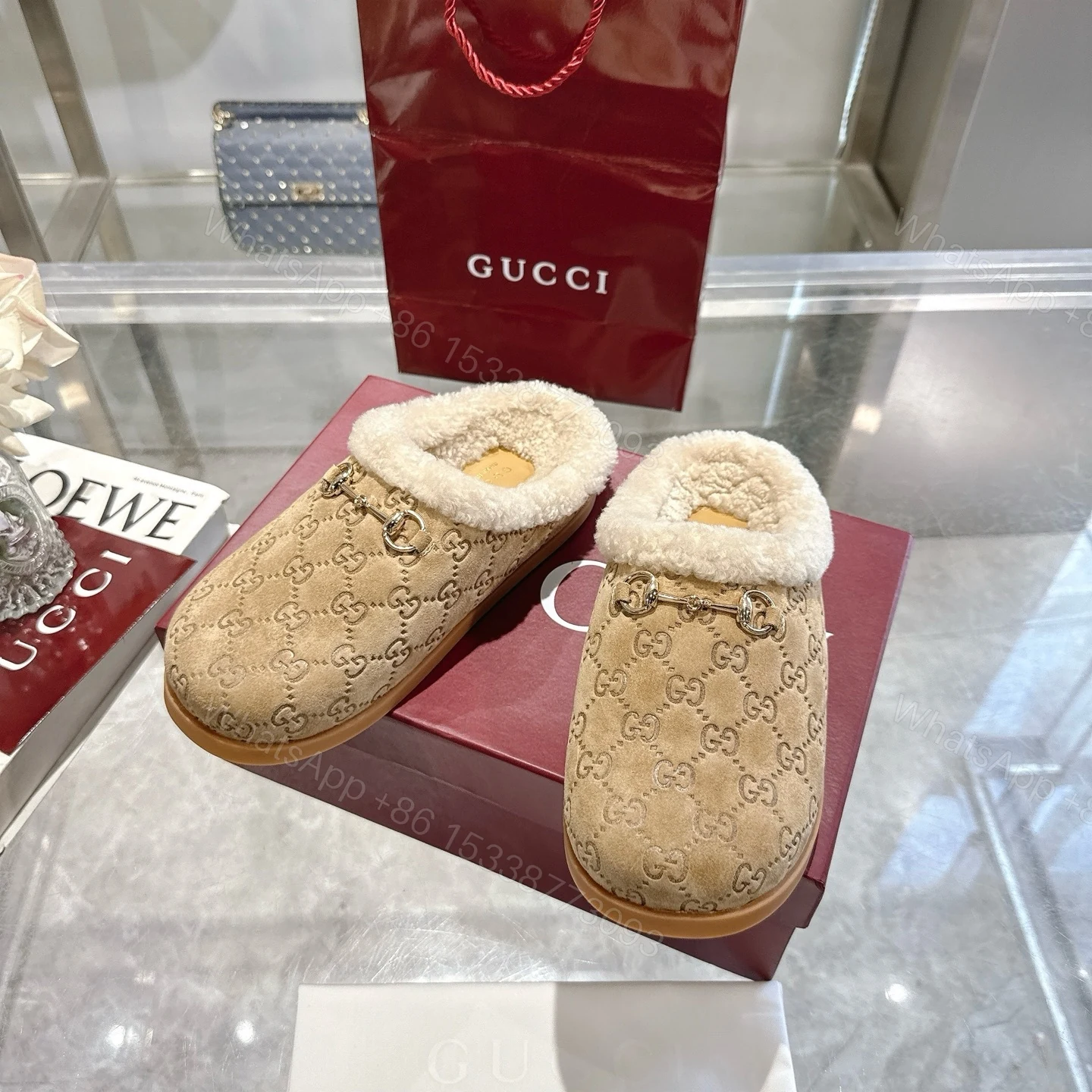 View 5 of Gucci Women Mule With Horsebit Beige Gg