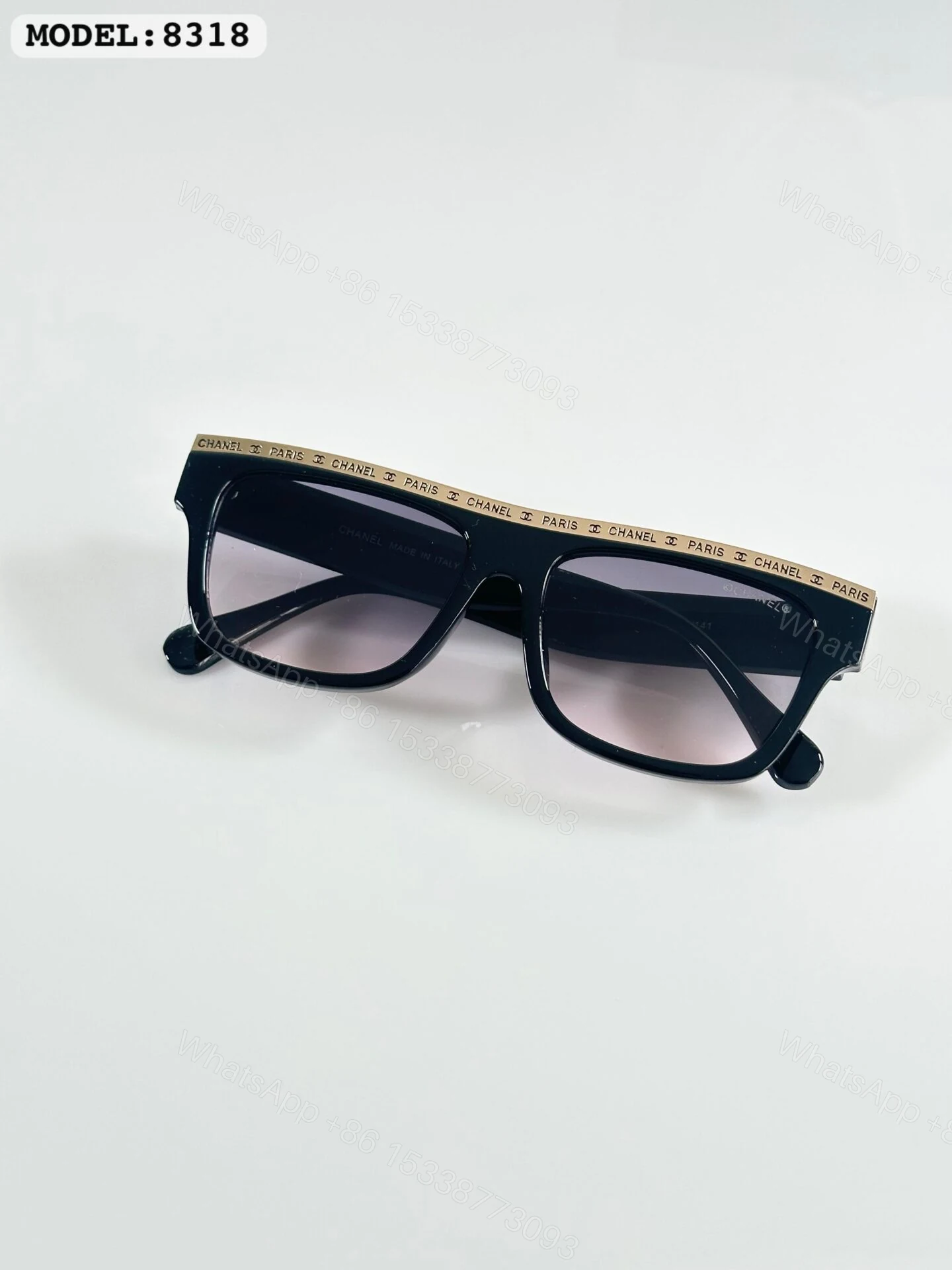 View 3 of Chanel 8318 Black Gradient Oversized Sunglasses