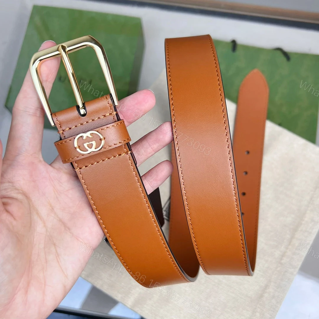View 4 of GUCCI BROWN BELT WITH SQUARE BUCKLE AND INTERLOCKING G GOLD MEATL 35MM