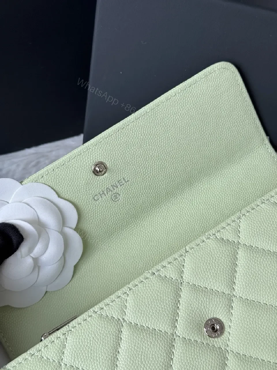 View 2 of Mint Green Quilted Wallet: Everyday Luxe, Cross-Body Ready