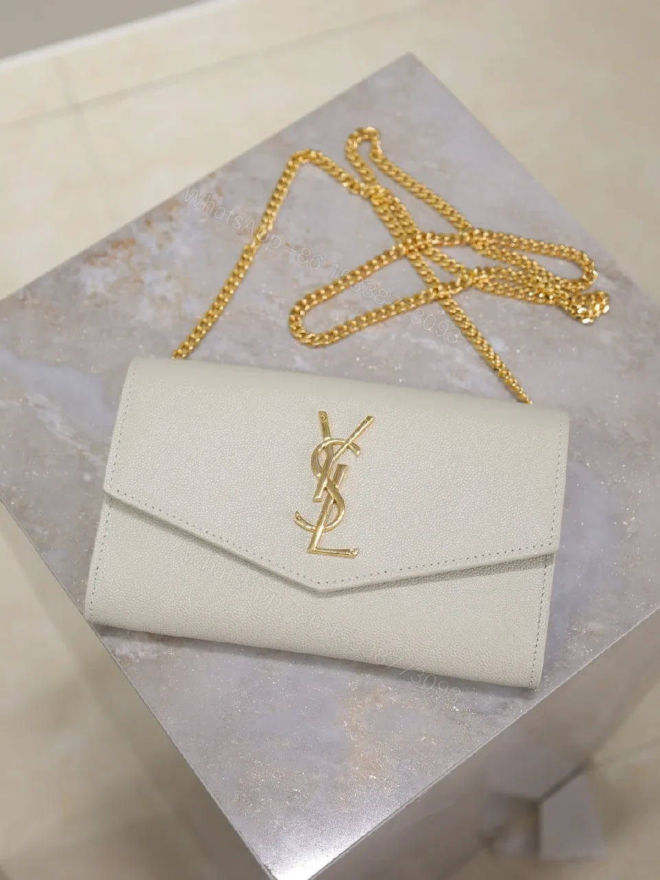 View 2 of Beige Textured Wallet & Card Holder Set with Gold Logo