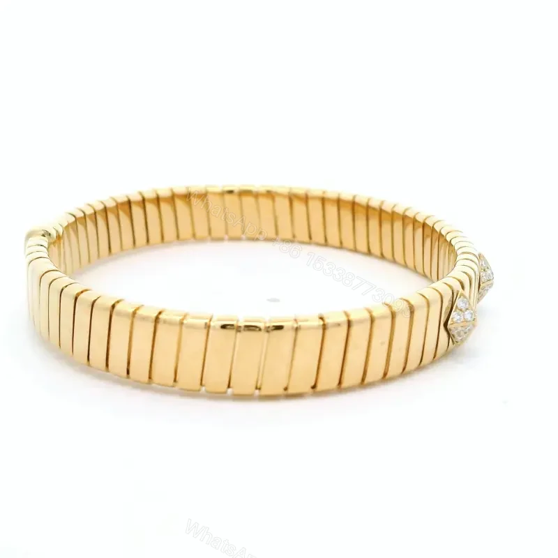 View 5 of 18K Yellow Gold Bvlgari Tubogas Diamond Bracelet for Women