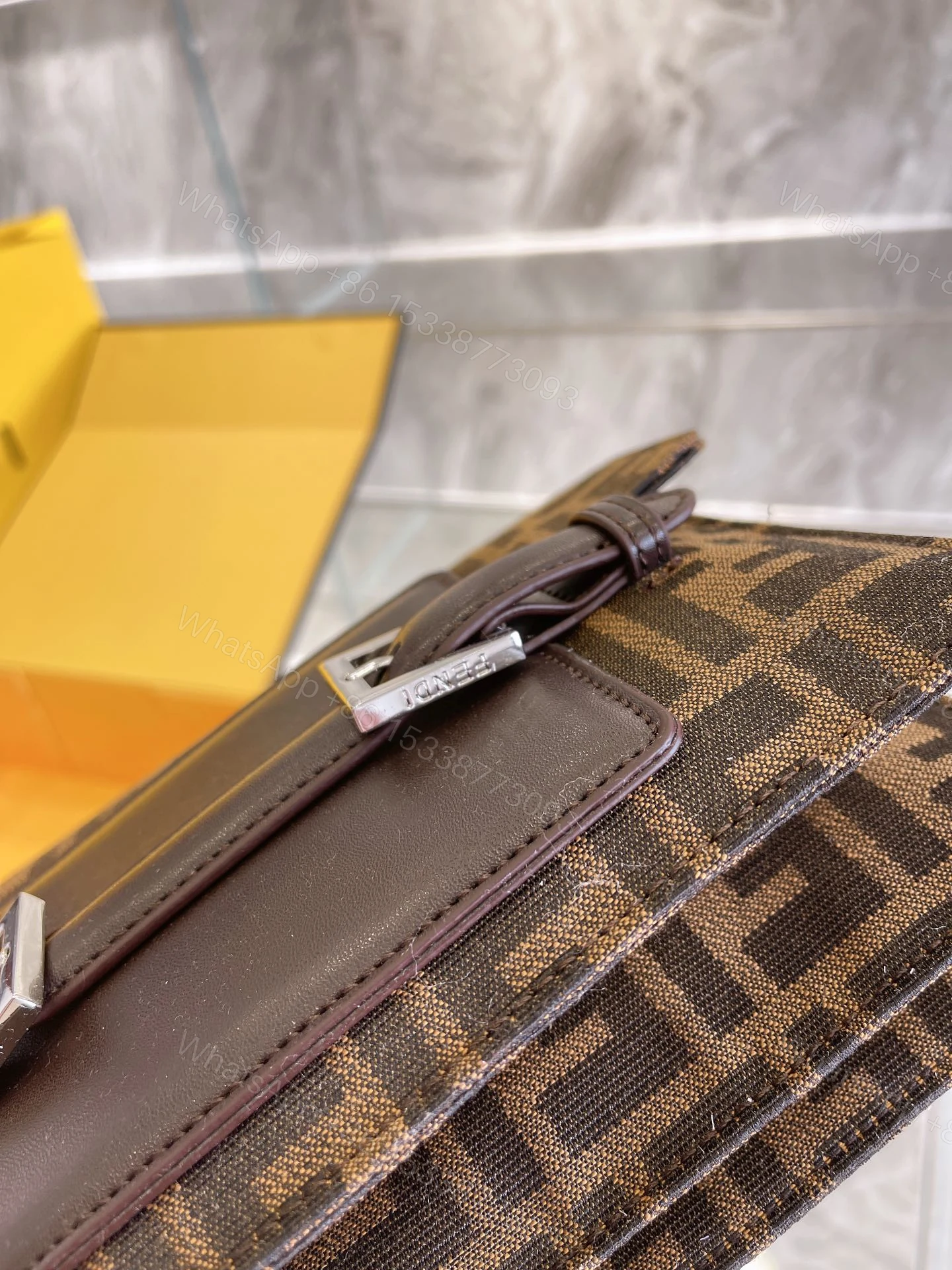 View 7 of FENDI Zucca Mamma Shoulder Bag Gold Hardware