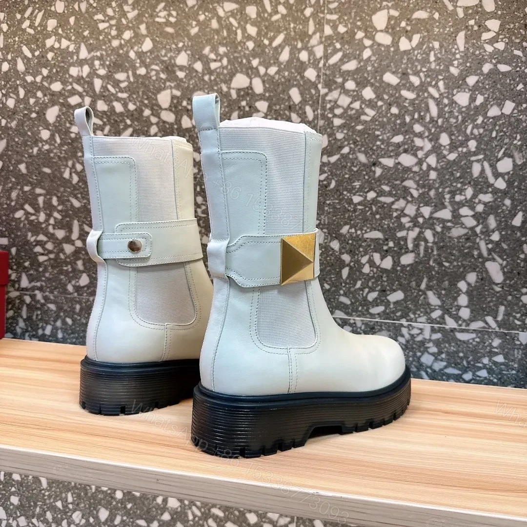 View 6 of Valentino Women White Leather Strap Boots