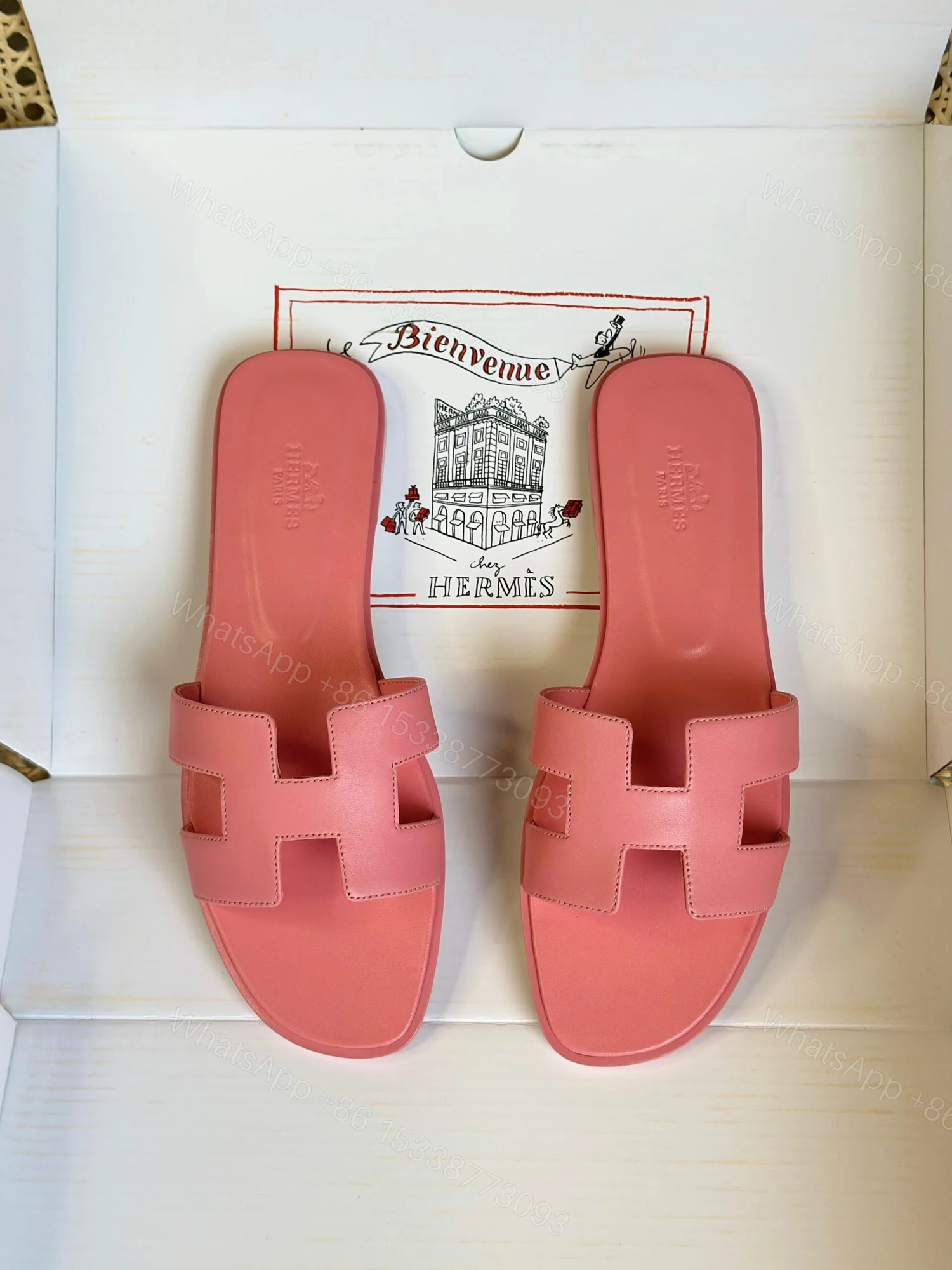 Hermes Pink Oran Slippers Master Copy — view 1
