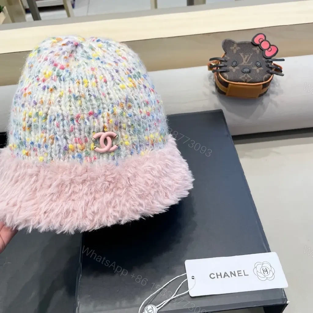 View 9 of Knit Beanie with Plush Fur Cuff—Speckled Luxury Flair