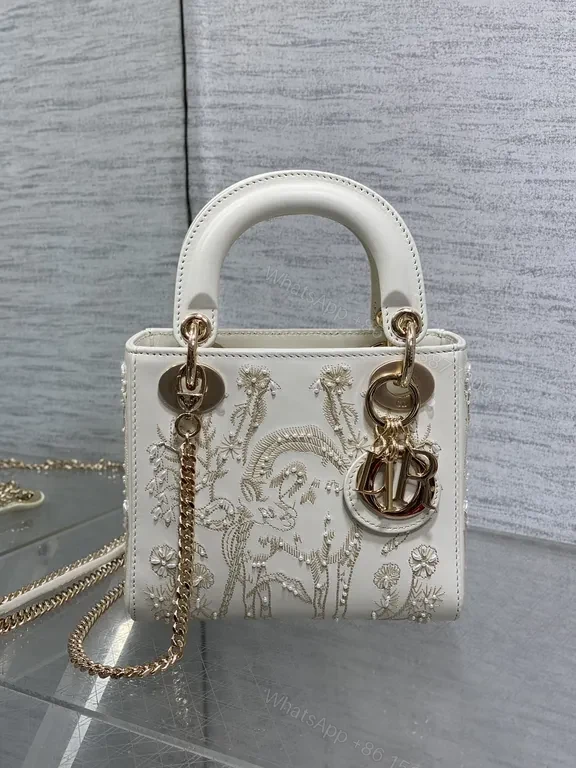 View 9 of Compact Embellished Tote: Embroidered Dior-Style Charm Bag