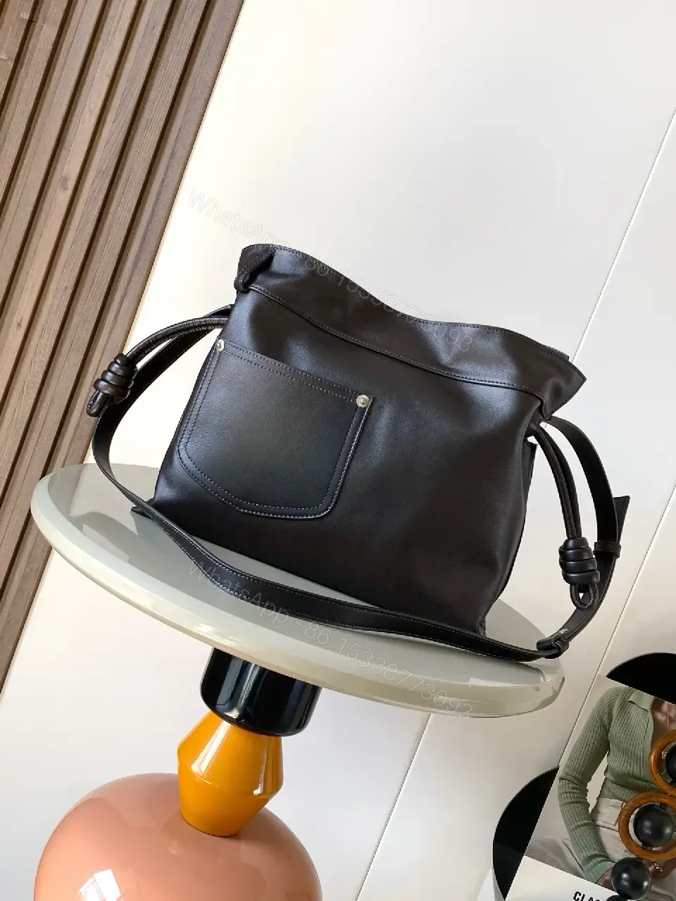 View 8 of Structured Leather Tote: Minimalist Carryall, Durable Luxe