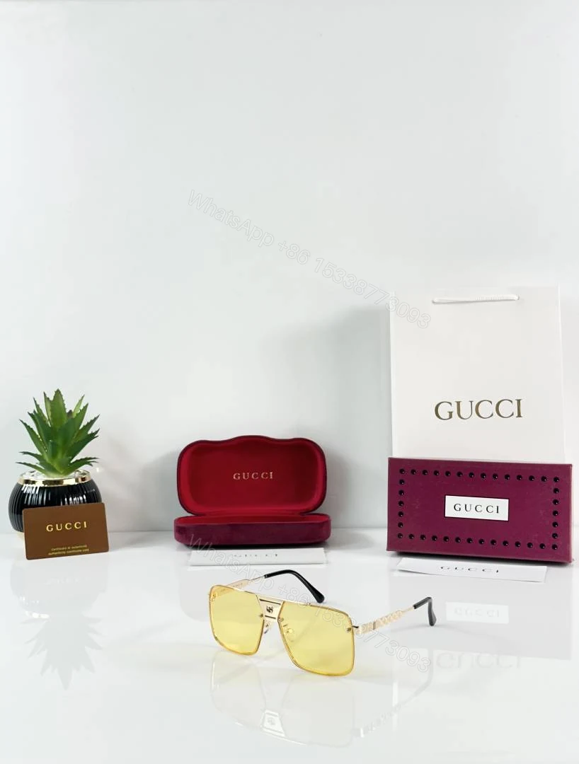 First Copy Gucci 0336 Gold Yellow Sunglasses — view 1