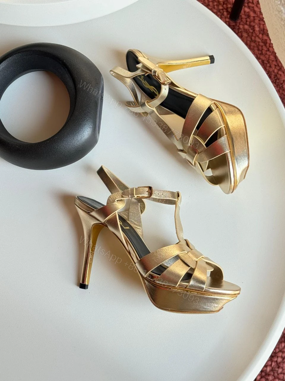 View 7 of Saint Laurent Dusty Leather Tribute Sandals