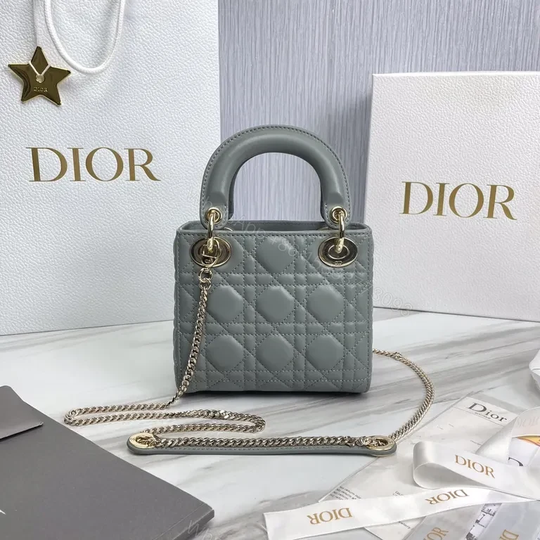 View 8 of Chic Quilted Mini Bag with Dior Charm - Crossbody Leather