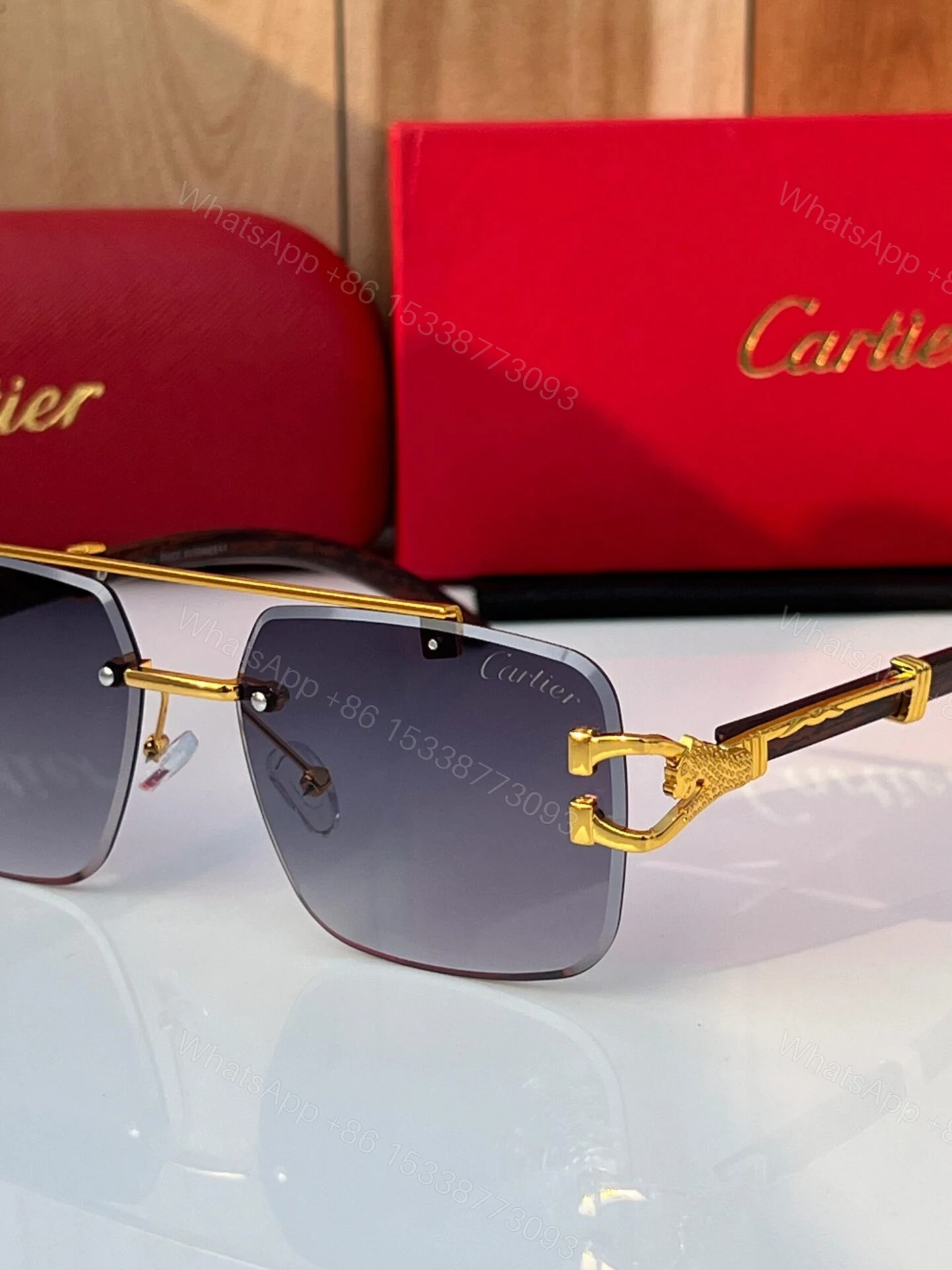 View 2 of Cartier Sunglasses Black-Grey