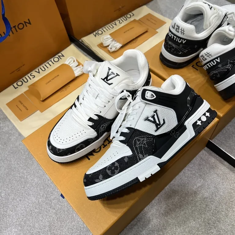 View 5 of White & Black LV-Embellished Sneaker: Luxury Street-Ready Comfort