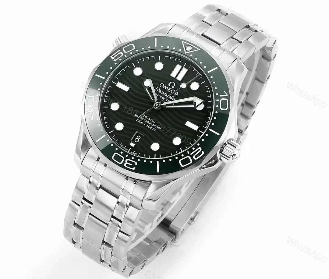 View 2 of Omega Seamaster Planet Ocean 600m Co-Axial Master Chronometer 42mm Diver’s Watch Black Ceramic Bezel Stainless Steel Case and Bracelet Green Dial with Super LumiNova Luminous Markers