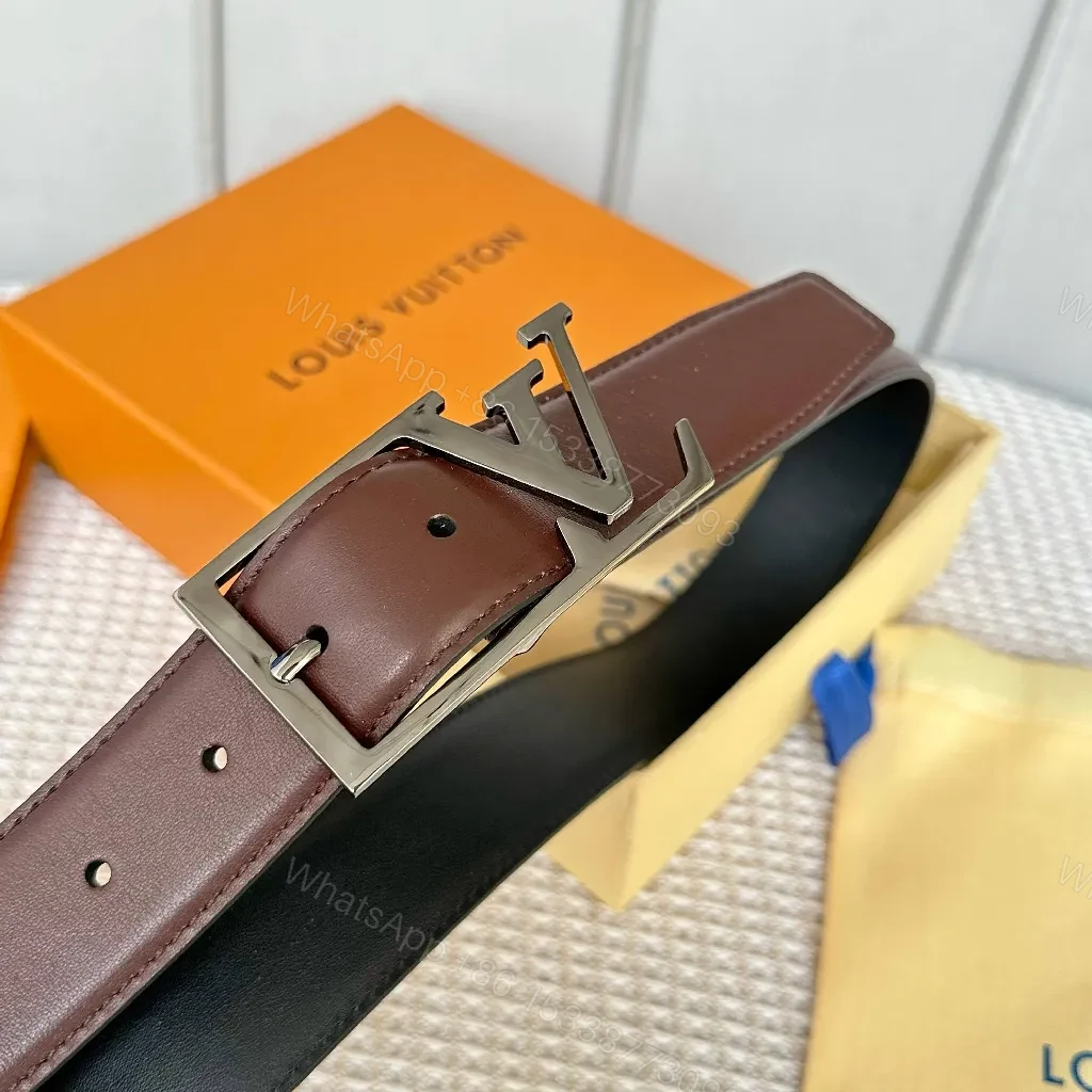 View 6 of Two-Tone Leather Belt with Luxury Buckle