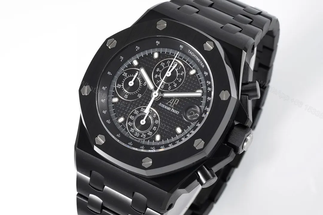 View 3 of JF Factory Audemars Piguet Royal Oak Offshore Black Stainless Steel Bracelet Watch with Exclusive 4404 Chronograph Movement