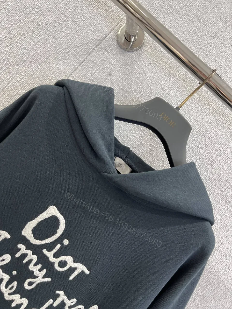 View 7 of Navy Hoodie: Graphic Contrast, Cozy Fit, Streetwear Chic