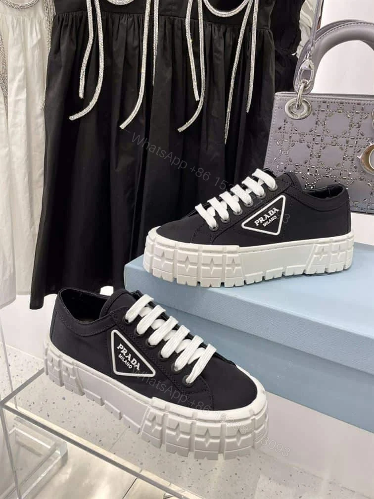 View 6 of PRADA DOUBLE WHEEL RE-NYLON GABARDINE SNEAKERS BLACK – PRD086
