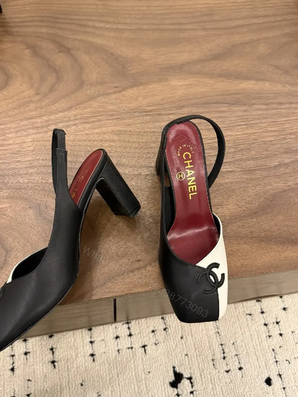 View 10 of Two-Tone Slingback Heels – Modern Mono Contrast Comfort