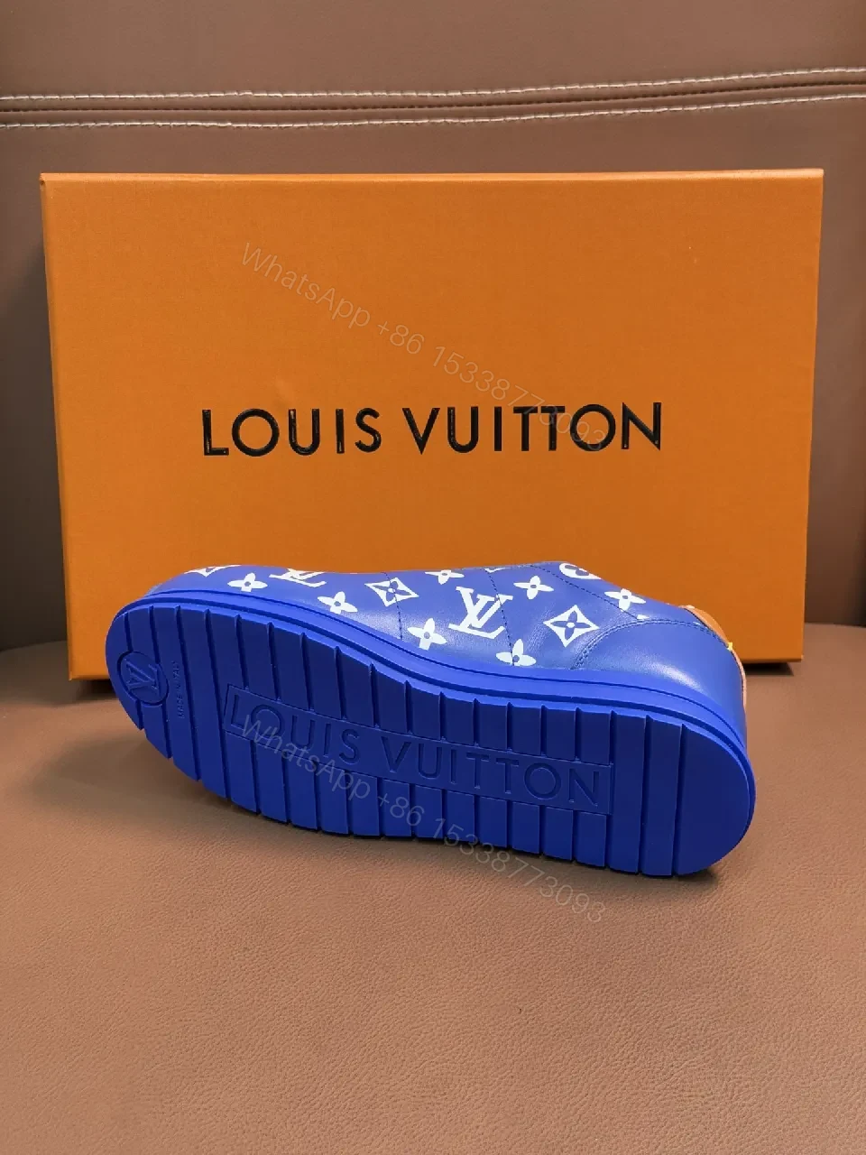 View 2 of Blue Leather LV Monogram Sneaker: Casual to Luxe Comfort