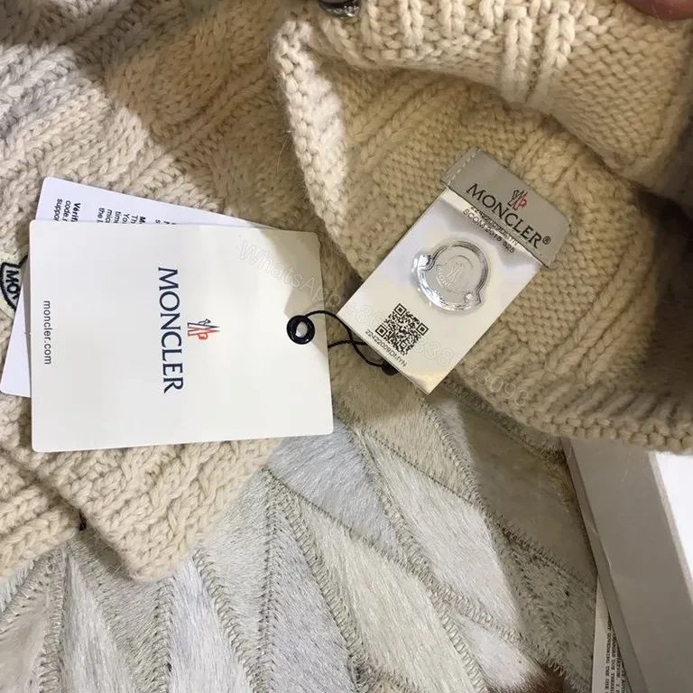 View 3 of Chic Moncler Knit Set: Cream Wool-Blend Scarf & Beanie